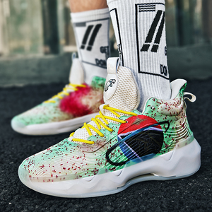 Chaussures de sport unisexes à tige haute, confortables, respirantes, tendance, pour la course à pied et l'entraînement, antidérapantes, avec empeigne fluorescente en caoutchouc - Product Image 4
