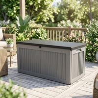 Boîte de rangement rectangulaire en PP moulé par injection pour extérieur, capacité 71 gallons, étanche, durable, ouverture latérale, pour utilisation intérieure et jardins