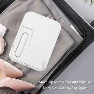 LEDライト付きUSB充電式LEDスクエアメイクミラーポータブルコンパクトミラー - Product Image 2