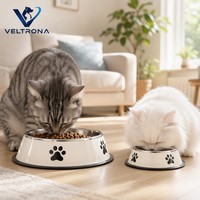 Ensemble de 3 bols pour animaux de compagnie en acier inoxydable avec motif de patte, base antidérapante, bol pour nourriture et eau pour chats et chiens