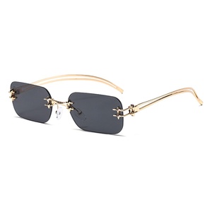 Lunettes de soleil carrées sans monture en métal UV400, nouvelle collection 2025, style féminin tendance - Product Image 6