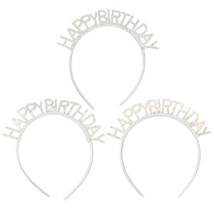 Happy Birthday Rhinestone Headband Women Party Birthday Decoration Plastic Letter Crown Accessory - Product Image 5