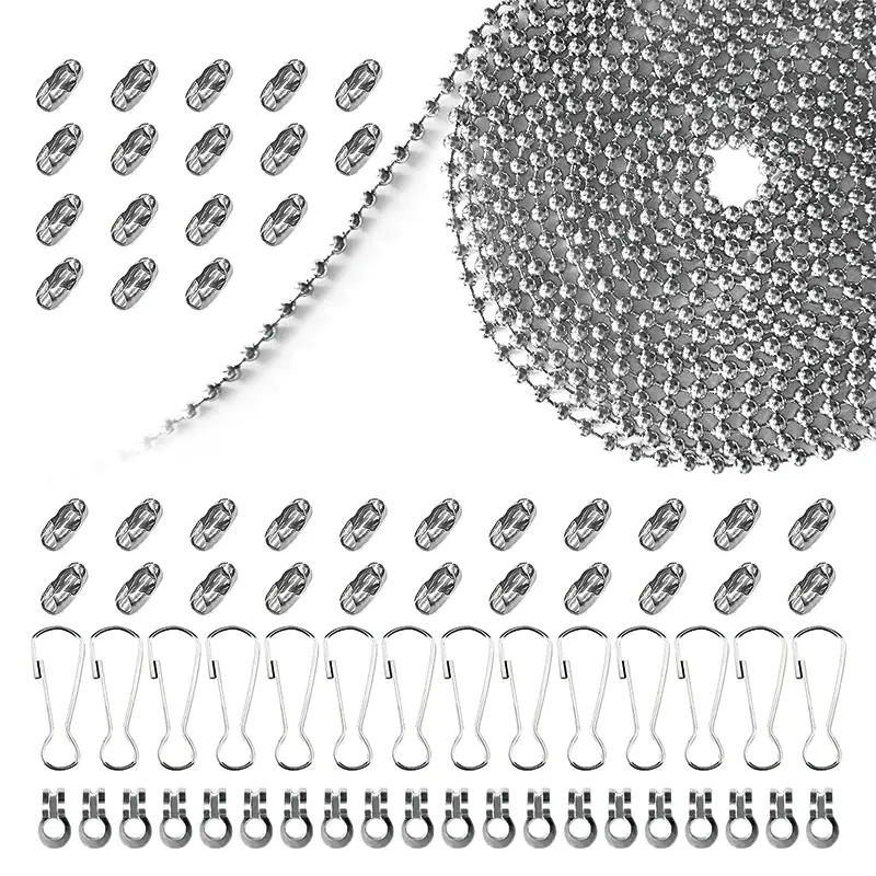 स्टेनलेस स्टील बॉल चेन पर्दा टैग श्रृंखला धातु गहने हार डिय सामान रंगीन बेडेड बॉल चेन