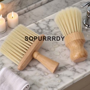 Cepillo quitapelos de cuello para peluquería con logotipo personalizado, cerdas de nailon suaves, para eliminar el pelo después del corte, mango de madera de haya, cepillo de baño - Product Image 6