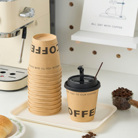 Gobelets en papier kraft brun à double paroi de 90 mm, gobelets à café jetables à fond plat, gobelets à emporter personnalisés
