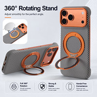 Pour iPhone 18 17 16 15 14 Pro Max 360 °   Étui de téléphone rotatif en similicuir texturé fibre de carbone