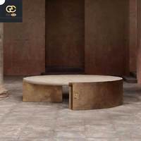 2026 Neuestes Modell Italienischer Hochwertiger Marmor-Kombinations-Couchtisch Villa Wohnzimmer-Set Design Runder Couchtisch