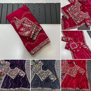 Pekerjaan bordir berat desainer Trending baru dengan blus full Stich Saree untuk wanita pakaian Tersedia dengan harga grosir - Product Image 2