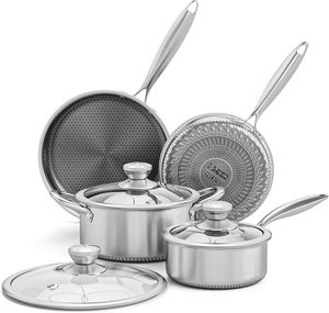 Utensilios <span class=keywords><strong>de</strong></span> <span class=keywords><strong>cocina</strong></span> <span class=keywords><strong>de</strong></span> inducción Tapas <span class=keywords><strong>de</strong></span> vidrio Olla antiadherente Sartén Cooktops adecuados No tóxico Lavavajillas Horno Seguro <span class=keywords><strong>Ollas</strong></span> <span class=keywords><strong>de</strong></span> <span class=keywords><strong>acero</strong></span> inoxidable Juego <span class=keywords><strong>de</strong></span> sartenes - Product Image 1