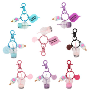 Neues Produkt Zubehör Perlen-Milchtee-Becher Schlüsselanhänger Niedlicher Taschen-Rucksack-Anhänger Eiscreme-Schlüsselanhänger - Product Image 1