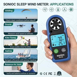 Moniteur numérique portable de vitesse du vent avec rétroéclairage LCD et mesure de la température de sensationnelle pour la navigation, les drones, le golf et les applications CVC - Product Image 4
