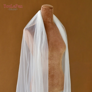 <span class=keywords><strong>Voile</strong></span> de mariée YouLaPan simple couche <span class=keywords><strong>blanc</strong></span> <span class=keywords><strong>transparent</strong></span>, bord coupé, simple et drapé, longueur Valse, avec peigne à cheveux en métal M92 - Product Image 5