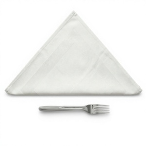 Servilletas de algodón jacquard blancas duraderas al por mayor de 18x18 pulgadas, 100% algodón, con patrón de banda de satén cuadrada para bodas, aniversarios y fiestas. - Product Image 1