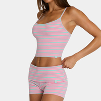 Ensemble de fitness d'été pour femme : débardeur basique en maille brossée multi-rougeurs 94 % coton 6 % élasthanne et short à taille repliable