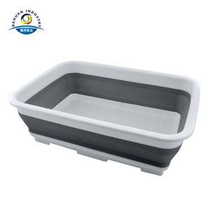 Multipurpose Plastic Silicone <b>Collapsible</b> Washing up <b>Bowl</b> Dish Tub Folding Laundry Basket - Product Image 3