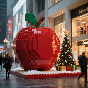 COBLOCKS personalizado ABS + UV decoración de vacaciones, Nochebuena, escultura de bloque gigante de manzana, para centros comerciales - Product Image 1