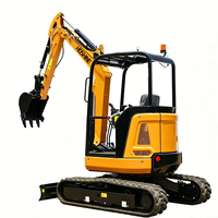 Mini-excavatrice hydraulique de 2 tonnes, petite pelleuse, micro-excavatrice - Excavatrice sur chenilles compacte à queue zéro avec système de nivellement GPS