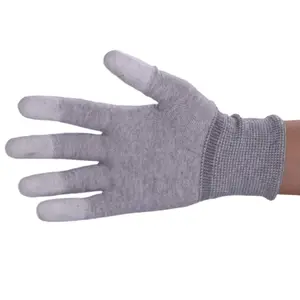 High quality nylon clean room protective gloves hot melt edge knitted gloves anti-static PU coated and wear-resistant gloves