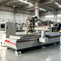 Routeur CNC MEOKON 1325 ATC à broche unique avec changeur d'outils automatique linéaire, machine de travail du bois à châssis robuste, table à vide pour bois/MDF, MACH3