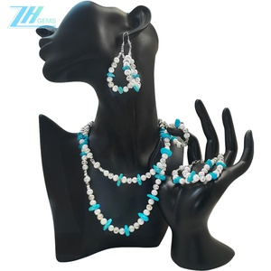 Conjunto de turquesa Perla natural y turquesa Premium Match S925 Joyería de plata Diseño original Hecho a mano - Product Image 2