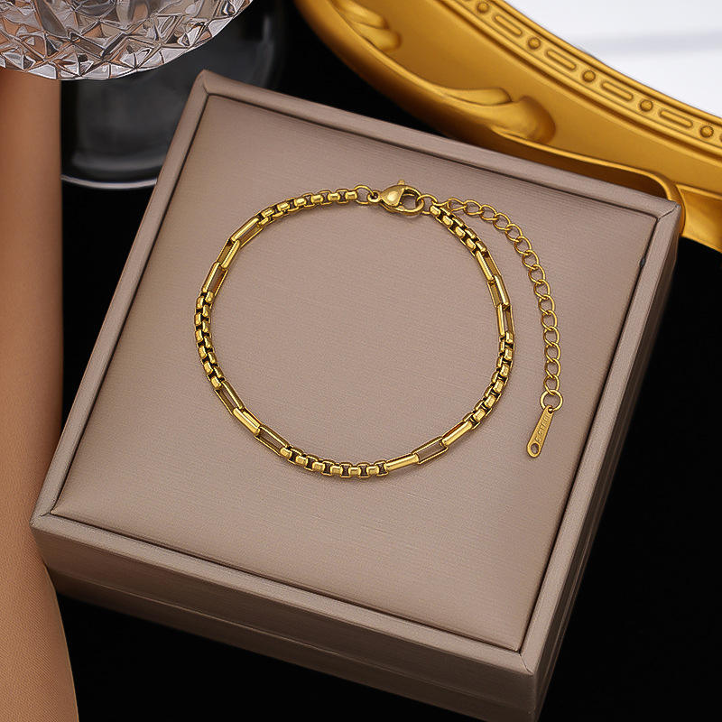 [sle126] pearl chain bracelet gold