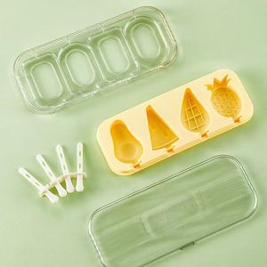 <b>Ice</b> <b>Cream</b> Molds Plastic 4 Cavities Removable Lid Household Popsicle <b>Maker</b> For Kids And Family Use - Product Image 2