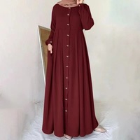 Nouvelles robes musulmanes pour femmes, Abaya Dubaï, Turquie, Hijab, robe maxi, robe longue à manches longues, robe boutonnée, vêtements islamiques, Kaftan Femme