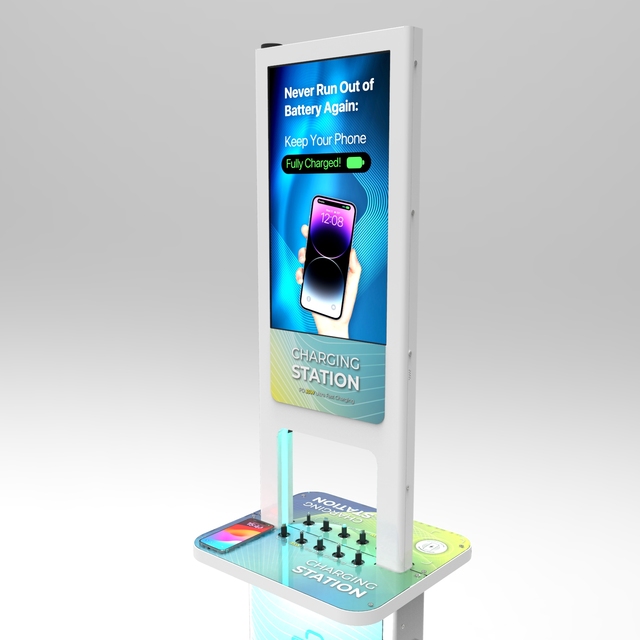 Y2Power AXI Double-Sided PD20W SuperFast Floor Mount Charging Station 2x 21.5" HD Android Advertising Screen Digital Signage
