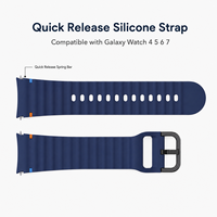 Bracelets de montre intelligents pour Samsung Galaxy Watch 4 5 6 7, bracelet en silicone ondulé à libération rapide avec détail de couture, bracelet de remplacement sportif