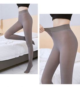 Collants en velours K1369 effet peau, taille haute, chaussettes polaires, collants chauds d'hiver pour femmes, leggings en laine - Product Image 3