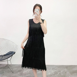 Falda plisada con flecos <span class=keywords><strong>para</strong></span> <span class=keywords><strong>mujer</strong></span> en primavera y verano de 2023, nueva falda de <span class=keywords><strong>pastel</strong></span> sin mangas de temperamento <span class=keywords><strong>elegante</strong></span>, vestido de cintura - Product Image 1