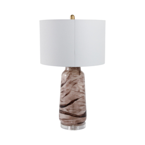 Lampada da tavolo in vetro a spirale con paralume bianco per l'arredamento di soggiorno e camera da letto - Product Image 4
