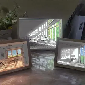 3D LED bức tranh bằng gỗ khung ảnh tường nghệ thuật trang trí nội thất Led khung đèn 3 màu cạnh giường ngủ ánh sáng bức tranh