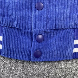 Jaket <span class=keywords><strong>coach</strong></span> streetwear pria korduroi rantai kustom logo tebal biru oem jaket pelatih bergaya kerah ritsleting atas - Product Image 6