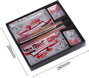 Ensemble de fabrication de Sushi en porcelaine moderne 2 baguettes en bambou 2 bols à tremper lavable au lave-vaisselle fait <span class=keywords><strong>maison</strong></span> - Product Image 3