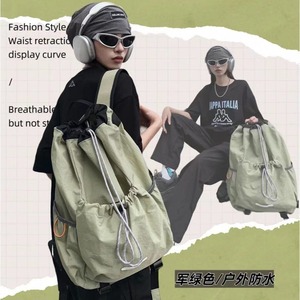 Tyga Unisex Lightweight <b>Drawstring</b> <b>Backpack</b> Army Green Waterproof For Travel Hiking College Students - Product Image 3