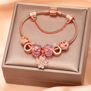 Cross-border Trendy Heart Pan-style DIY <strong>Dreamcatcher</strong> Cartoon Kulomi Large Hole Beaded Girlfriend Crystal Gold Plated <strong>Bracelet</strong> - Product Image 2