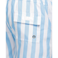 Short de bain 1 pièce pour homme, personnalisé OEM, à séchage rapide, avec motif léopard rayé bleu et blanc et lettres, taille élastique, poche arrière, vente chaude