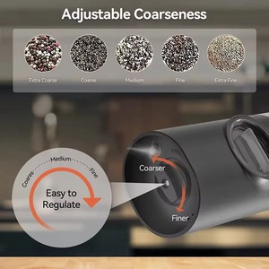 Ensemble moulin à poivre noir électronique automatique rechargeable en acier inoxydable pour épices et sel, vente en gros - Product Image 2