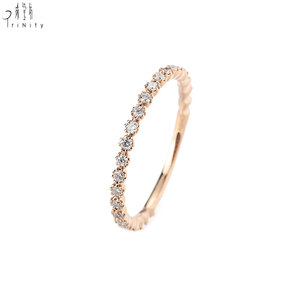 Joyería Fina de Alta Calidad y Estilo Moderno al por Mayor, Anillo Apilable de Oro Rosa de 18K con Diamantes Naturales Reales, Regalo para Chicas, Uso Diario - Product Image 1
