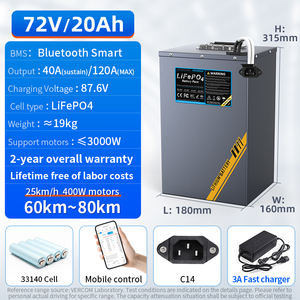 3天提前期48V 60V 72V 96V15Ah 20Ah 30Ah锂离子电池组，适用于3000瓦电动自行车72v 20ah电池 - Product Image 1