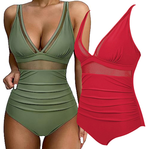 Maillot de bain une pièce sexy pour femmes, soutien-gorge amovible, maillot de bain de plage pour femmes, col en V profond, push up, nouvelle collection été 2025 - Product Image 1