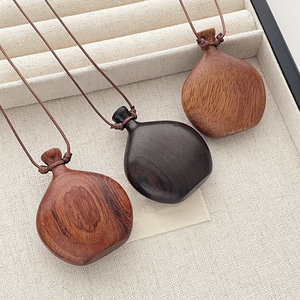 Vintage uzun kolye ahşap Flask kolye kolye ayarlanabilir halat moda kolye - Product Image 1