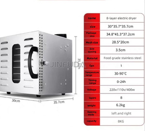 Acero inoxidable 304 Industrial Beef <span class=keywords><strong>Jerkey</strong></span> 80 bandejas Deshidratador Patata Máquina de coco - Product Image 3