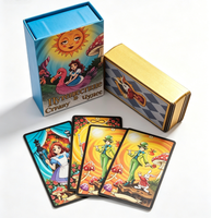 Baraja de Cartas del Tarot Doradas Personalizadas de Fábrica, Impresión de Tarjetas Flash, Estampado en Lámina Dorada y Plateada, Cartas de Juego de Papel con Caja con Tapa Azul