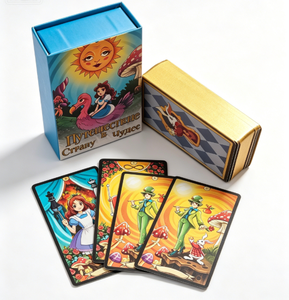 Jeu de cartes de tarot dorées personnalisées en usine, impression de cartes flash, estampage à chaud or et argent, cartes à jouer en papier avec boîte à couvercle <span class=keywords><strong>bleu</strong></span> - Product Image 1