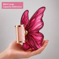 Flacon de parfum vide avec design d'ailes de papillon 3D, 80 ml, flacon en verre cosmétique rose fantaisie pour l'emballage de parfum