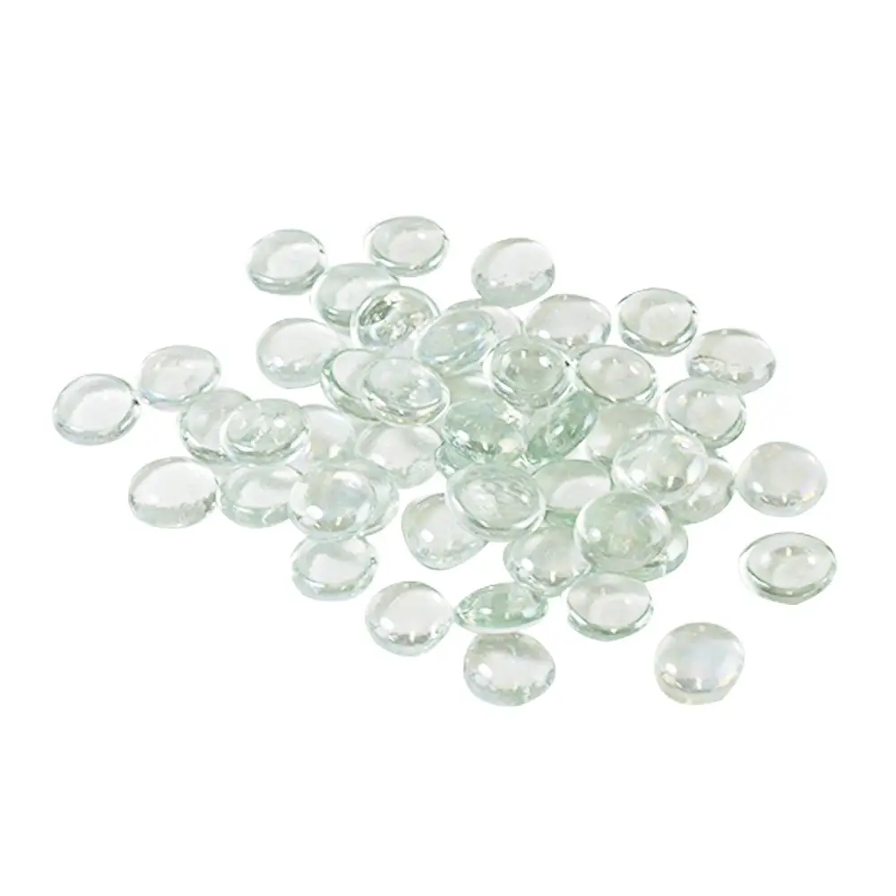 Houseables Flat Bottom Round Top Glass Pebbles Stone Clear Marbles
