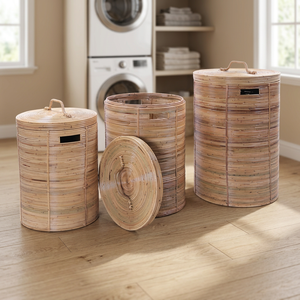 High Quality Rattan Wicker Laundry Basket Made of Rattan Jawit with Fabric Lining Inside with Lid From Indonesia - Product Image 2