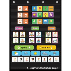 Organisateur suspendu à 10 poches transparentes pour tableau mural de mots, calendrier, salle de classe, école à domicile - Product Image 1